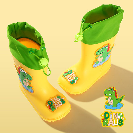 Children's rain boots cute cartoon boys and girls kindergarten baby waterproof shoes overshoes medium and big children non-slip rain boots rubber shoes
