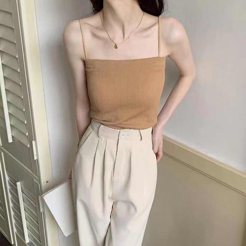 Sydney Same Style Camisole with Threaded One-piece Beautiful Back Fixed Chest Pad External Wear Hot Girls Sexy Wrap Chest Underwear for Women