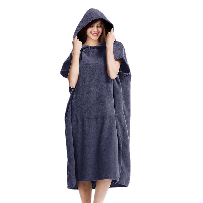 Microfiber Hooded Poncho Absorbent Quick-drying Bathrobe Swimming Wearing Bath Towel Adult Changing Bathrobe Beach Towel