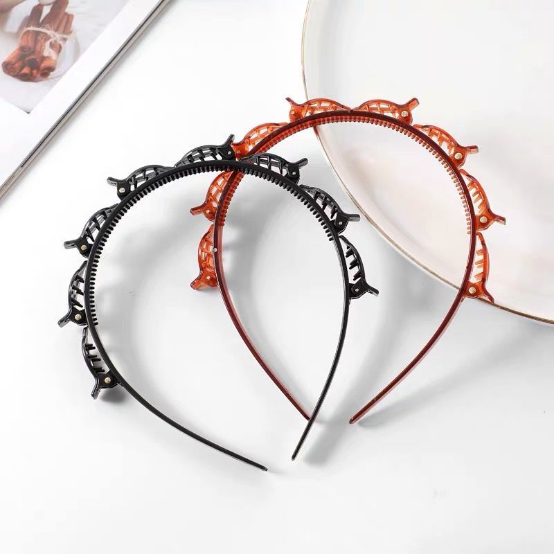 Woven headband small clip bangs fixed artifact multi-layer hollow braided headband Internet celebrity hairpin top clip hairpin