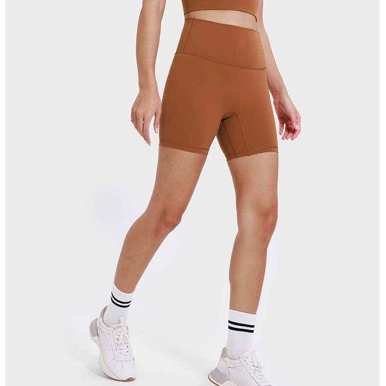 Lulu Yoga Shorts Sanding Sports Pants Women's Tight Riding Pants High Waist Peach Hip Fitness Pants