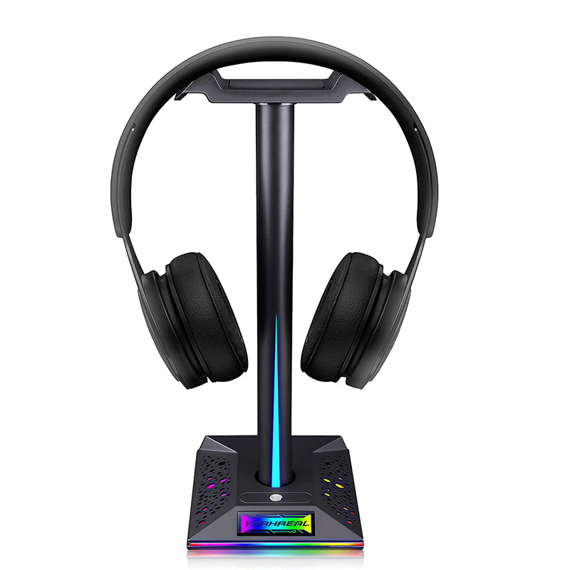 Spot EB01 Private Model Headphone Stand RGB Luminous Dual USB and 3.5mm Audio Interface Gaming Headphone Stand