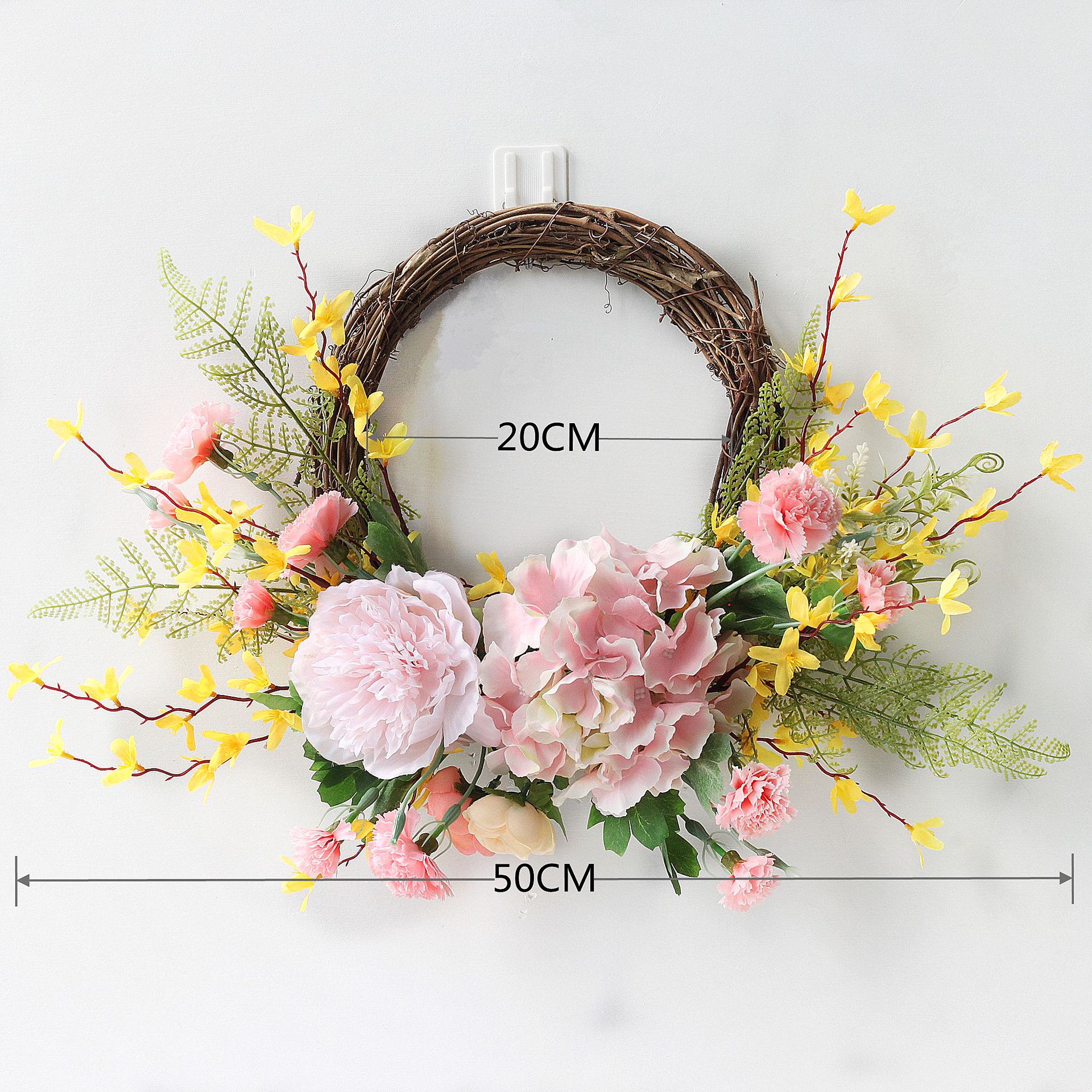 Spring New Garland wedding spring flower Primrose Mother's Day Carnation Garland door decoration holiday decoration gift