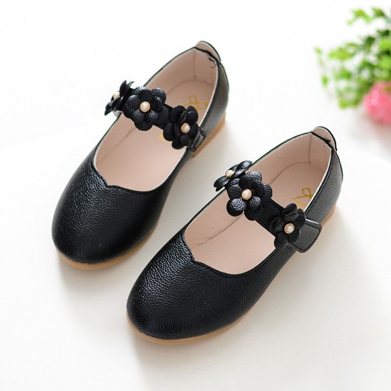 Girls' leather shoes 3-6 years old children's princess shoes single shoes small white leather shoes big children's baby black performance shoes manufacturers
