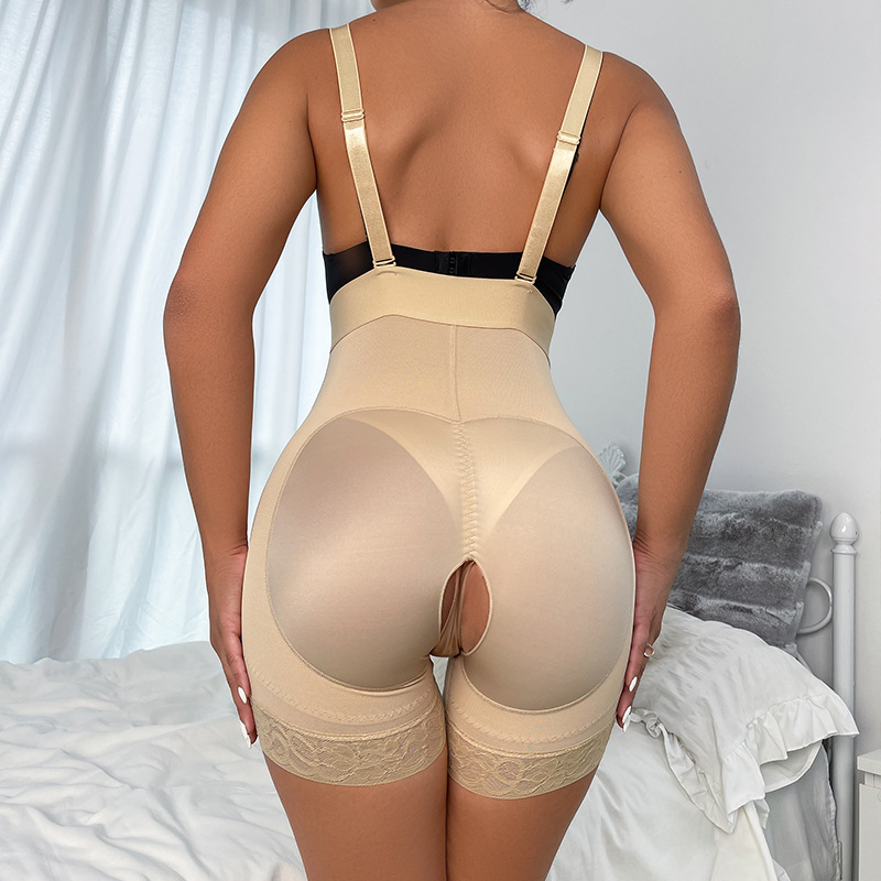 Cross-border one-in-one body-shaping clothes suspenders open crotch waist high waist breasted strong abdominal pants hip-lifting body-shaping pants wi_voghion.com