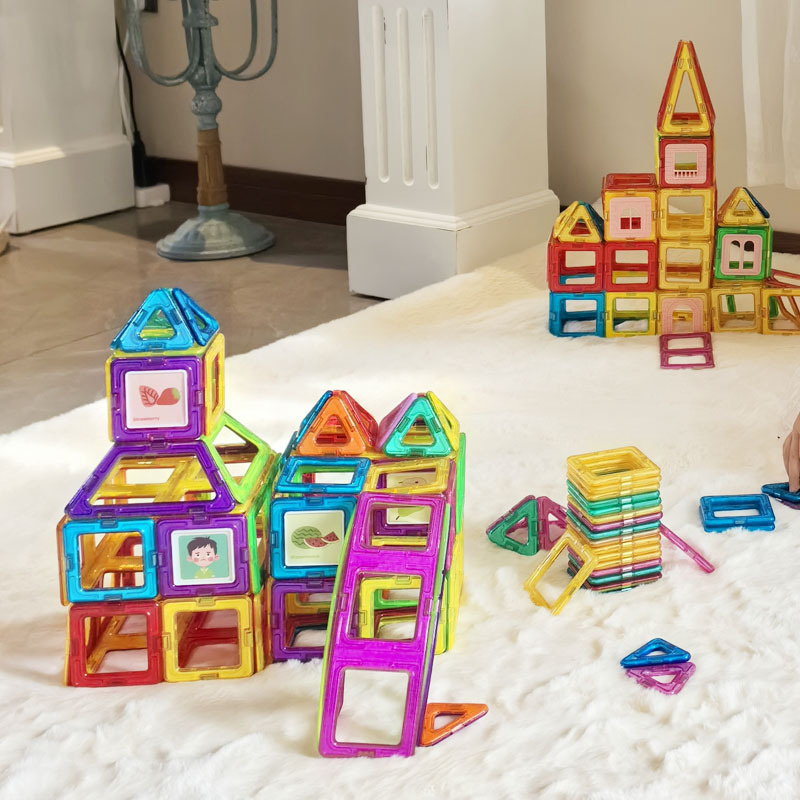 Plastic large magnetic film children's educational building blocks toy suit boys and girls school strong magnetic stickers