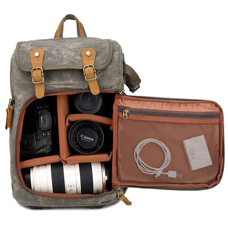 Cross-border Hot-selling Camera Bag Backpack Outdoor Canon Nikon Digital SLR Camera Bag Waterproof Canvas Backpack for Men and Women