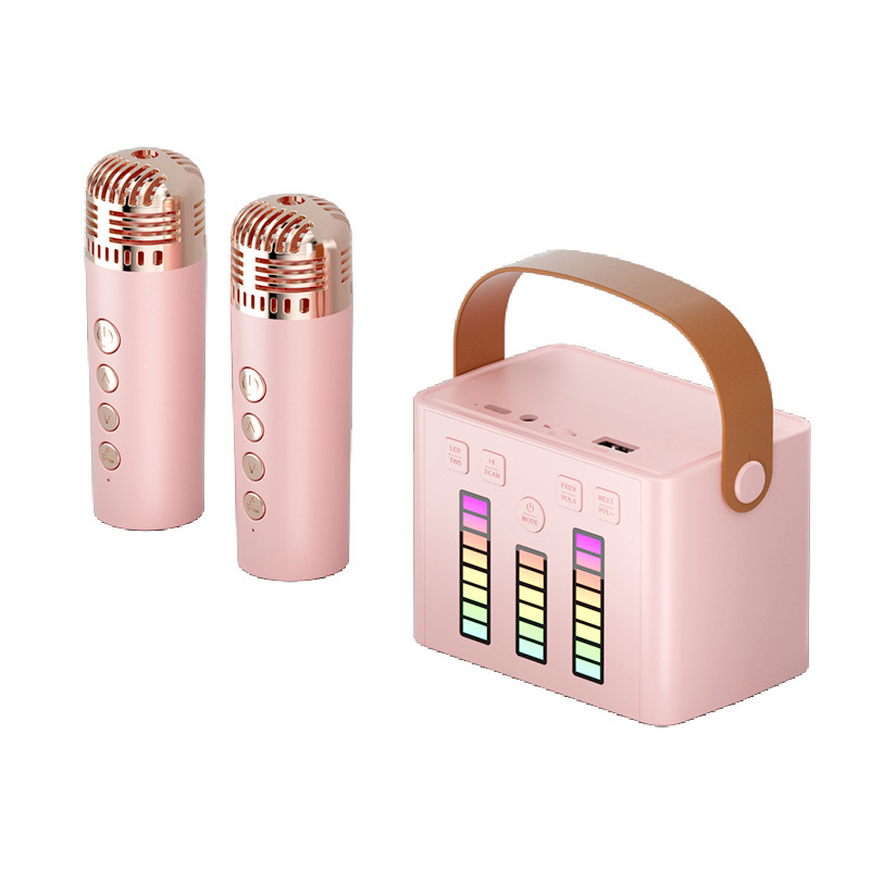New Bluetooth Speaker Microphone wireless portable microphone colorful headlamp audio home karaoke gift cross-border