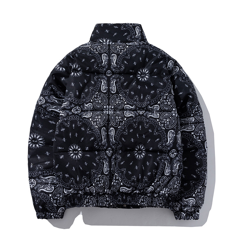Foreign Trade Cashew Flower Cotton-padded Jacket Men's Fashionable Autumn and Winter Cotton-padded Coat Thickened Warm Cotton-padded Jacket Loose Collar Jacket for Couple