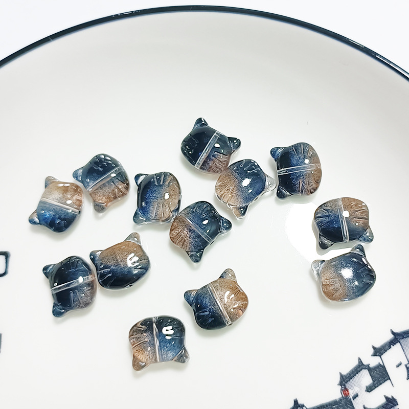 11*13 мм Маленькая кошачья голова стекло DIY ювелирные аксессуары антикварная шпилька желе цветное стекло ретро аксессуары для волос материал