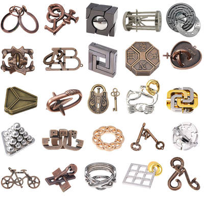 Foreign Trade Intelligence Tripping Puzzle Luban Lock Kongming Lock Children's Gift Toy Alloy Horseshoe Lock Nine-chain Burning Brain