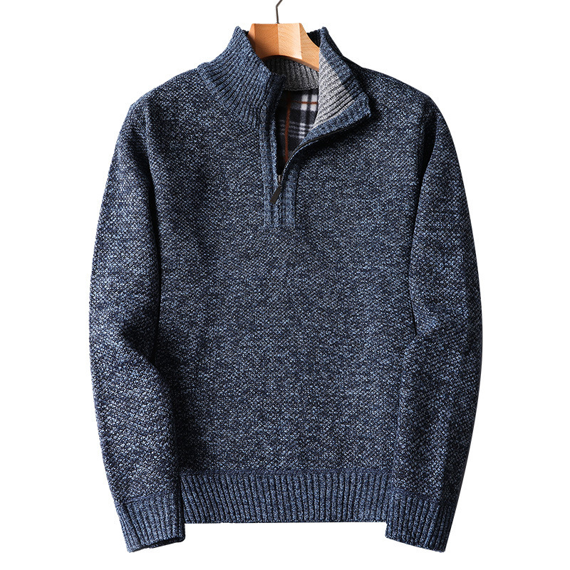Foreign trade AliExpress velvet padded autumn and winter new men's sweater zipper sweater loose sweater coat