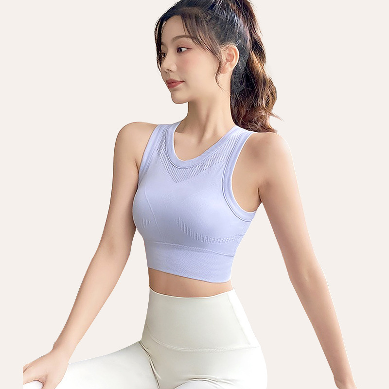 Outdoor Tight-fit Sports Vest Women's Breathable Quick-drying Shockproof Fitness Bra One-piece High-strength Yoga Clothes