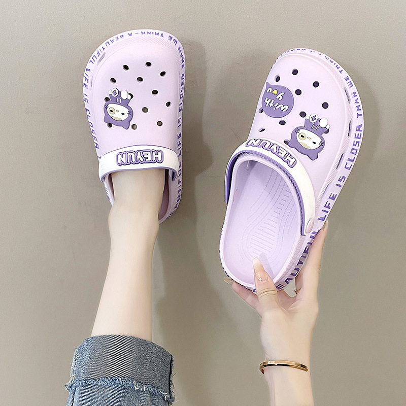 Slippers Women's Outwear Summer Korean Style Cute ins Fairy Style Nurse Half Slippers with Toe Covered Thick Sole Beach Hole Shoes