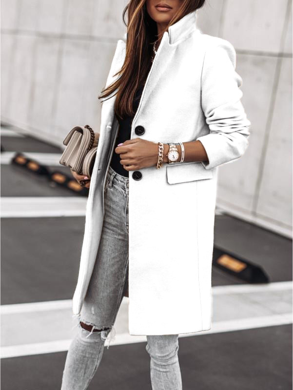2023 Independent station wish Amazon new autumn and winter fashion casual long sleeve button tweed coat coat women's clothing