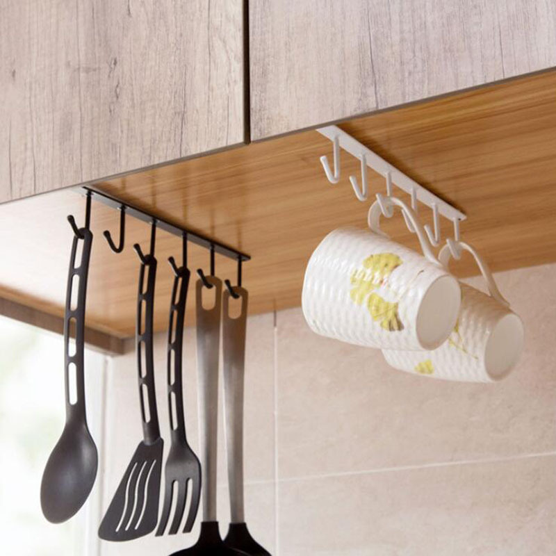 Kitchen iron punch-free flat iron hook cabinet storage rack Tie Rack hook wardrobe storage rack