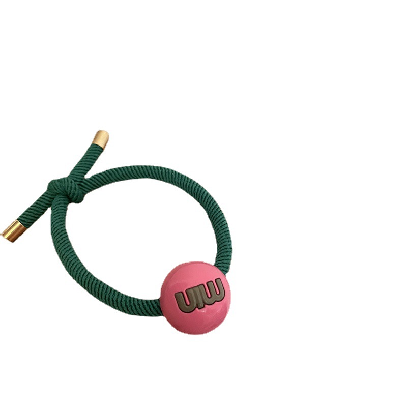 Élastique pour cheveux avec boule de couleur bonbon et lettre haute pour queue de cheval, anneau pour cheveux, accessoires pour cheveux de célébrités Internet pour femmes_voghion.com