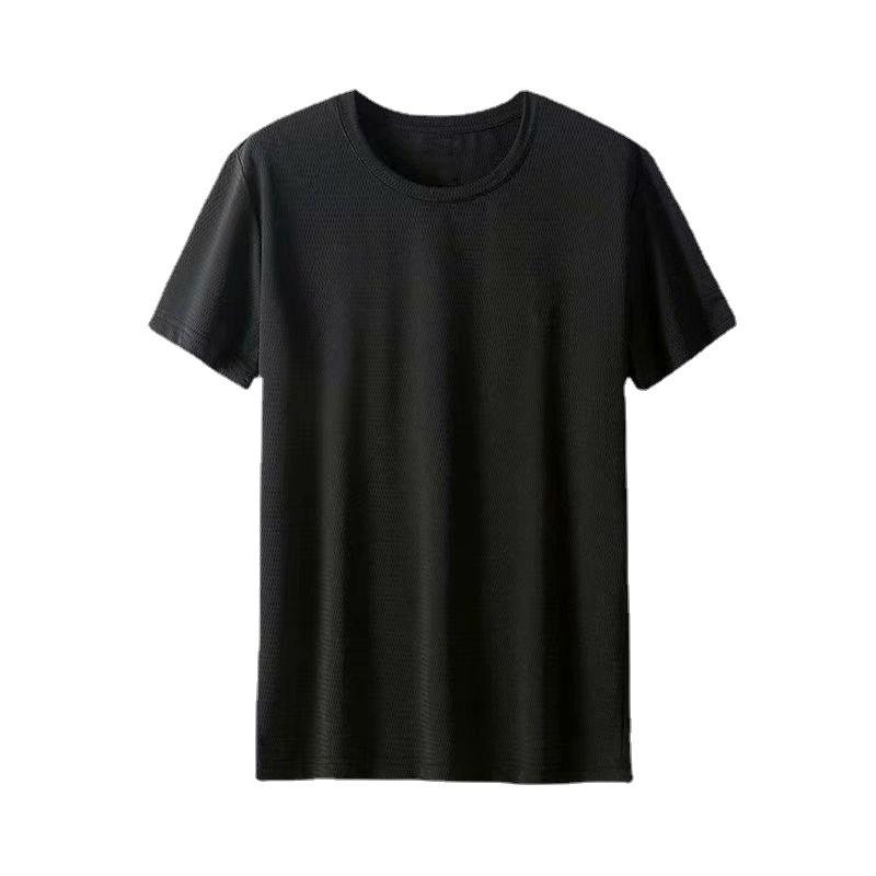 Summer Men's Ice Silk Mesh Short-sleeved T-shirt Round Neck Short-sleeved Top Loose Plus Size Breathable Sweatshirt Quick-drying