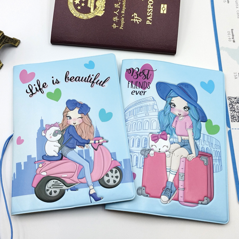 Passport Protective Cover Thickened Waterproof Cartoon Passport Holder Air Ticket Travel Pass Piece Storage Bag Card Holder Passport Holder