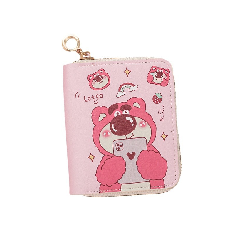 New Fashion Cute Small Fresh Print Coin Purse Cartoon Animation Female Student Short Zipper Money Bag Cross-border