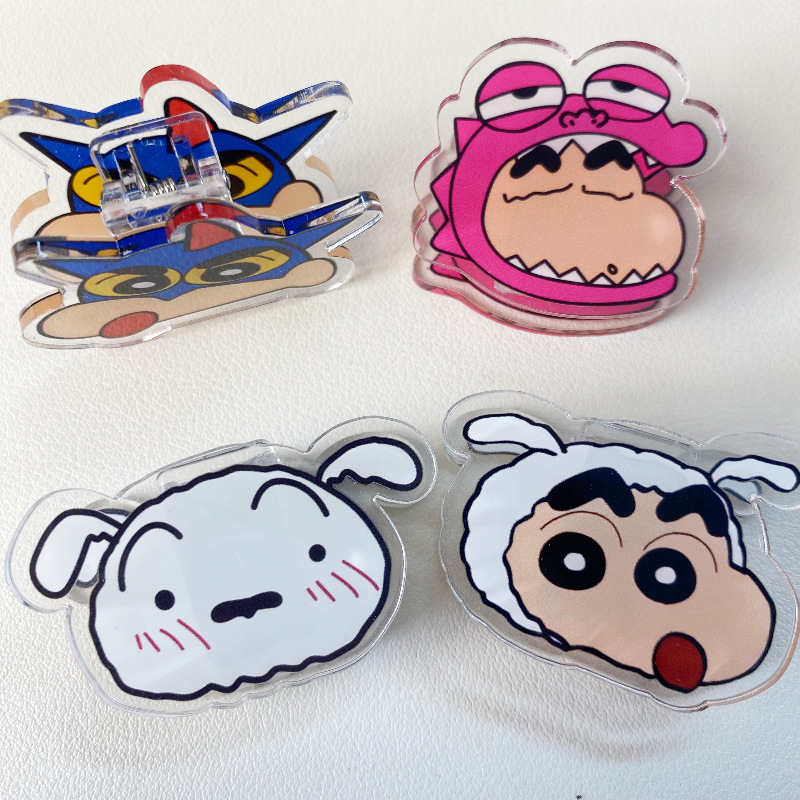 Crayon small new note clip cartoon animation peripheral color double-sided clip acrylic clip pp clip file storage clip