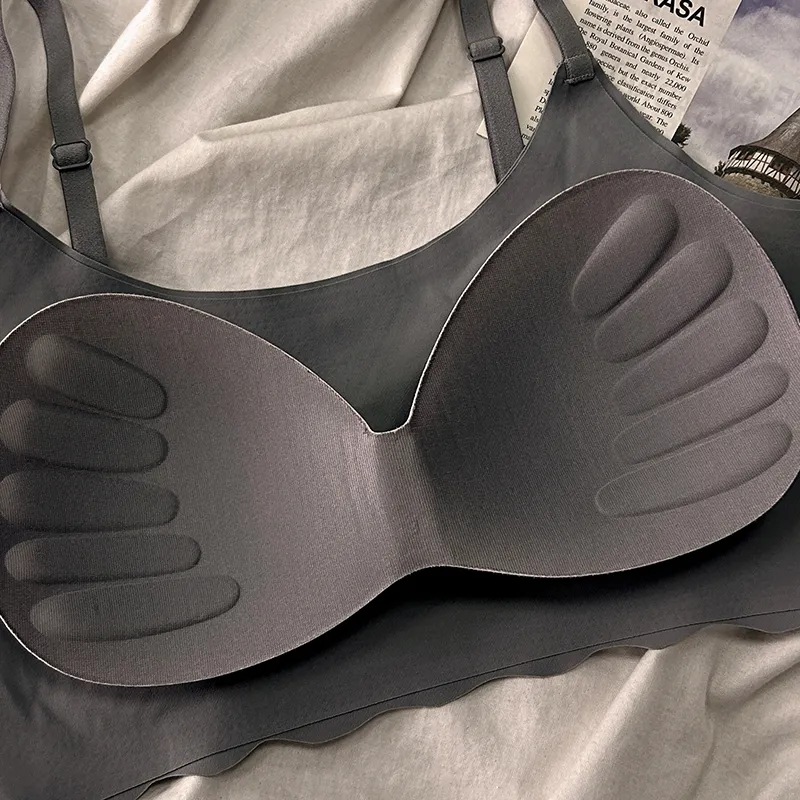 Seamless Ice Silk Underwear Girls' Sling Sports Rim Free Bra Students Gather Chest Show Small Vest Cool in Summer