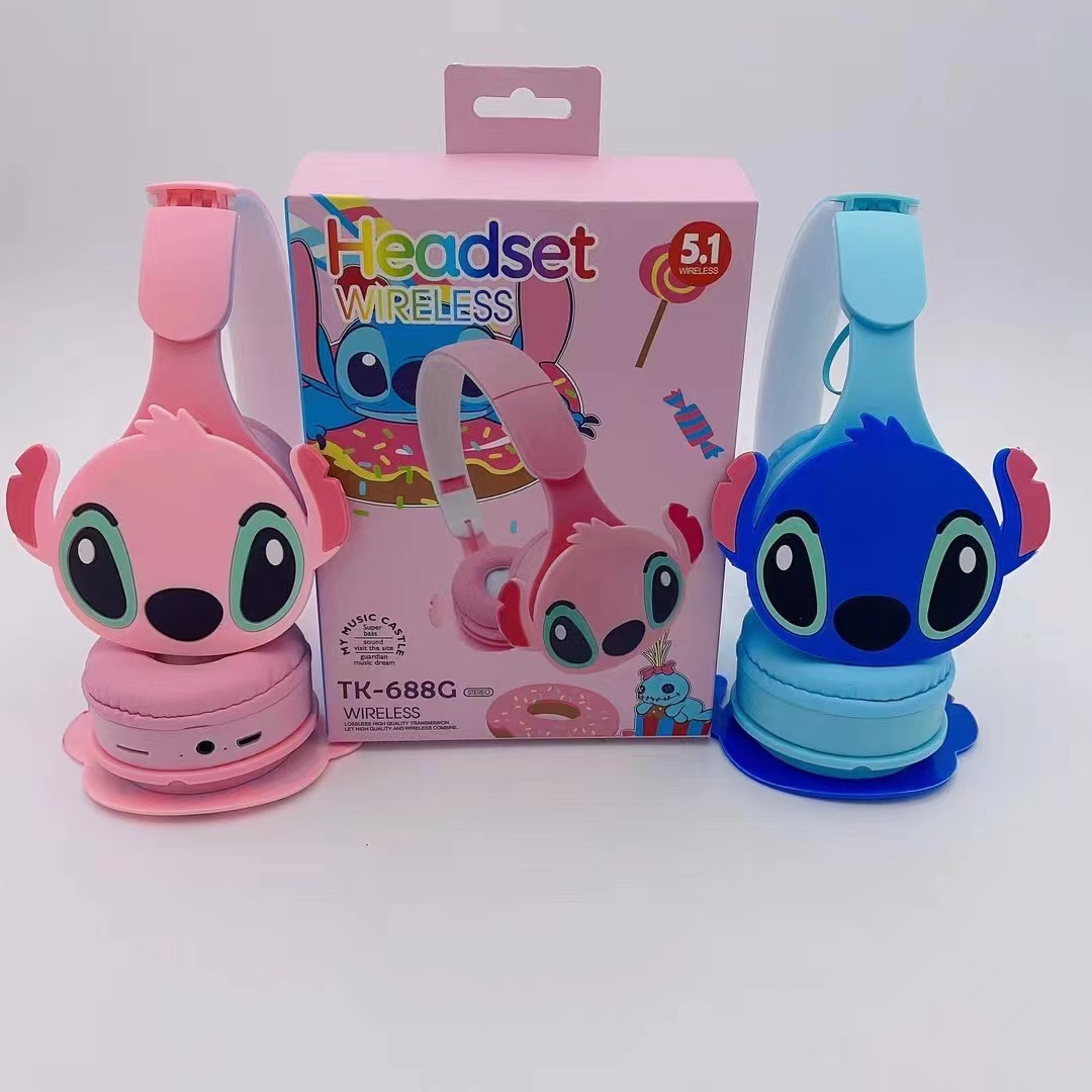 TK-688G Internet celebrity stitch cartoon headset foldable subwoofer children student headset Bluetooth headset