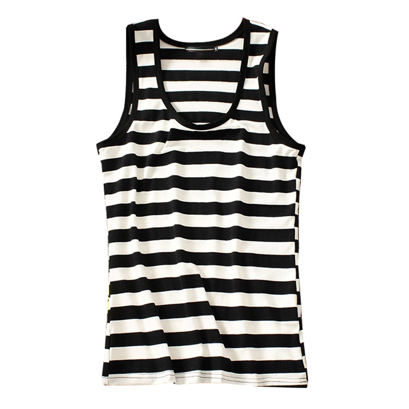 Men's vest youth breathable summer trendy tight slim Korean style striped waistcoat sleeveless T-shirt fashion brand