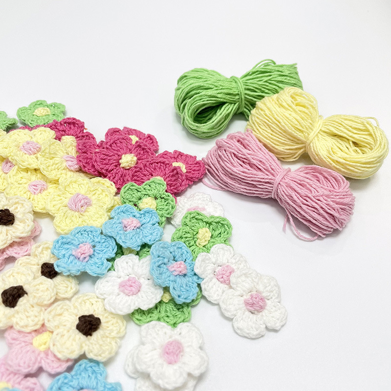 diy wool flower hand crochet knitting hand hook flower 2.5cm small plum blossom clothing accessories children's clothing accessories