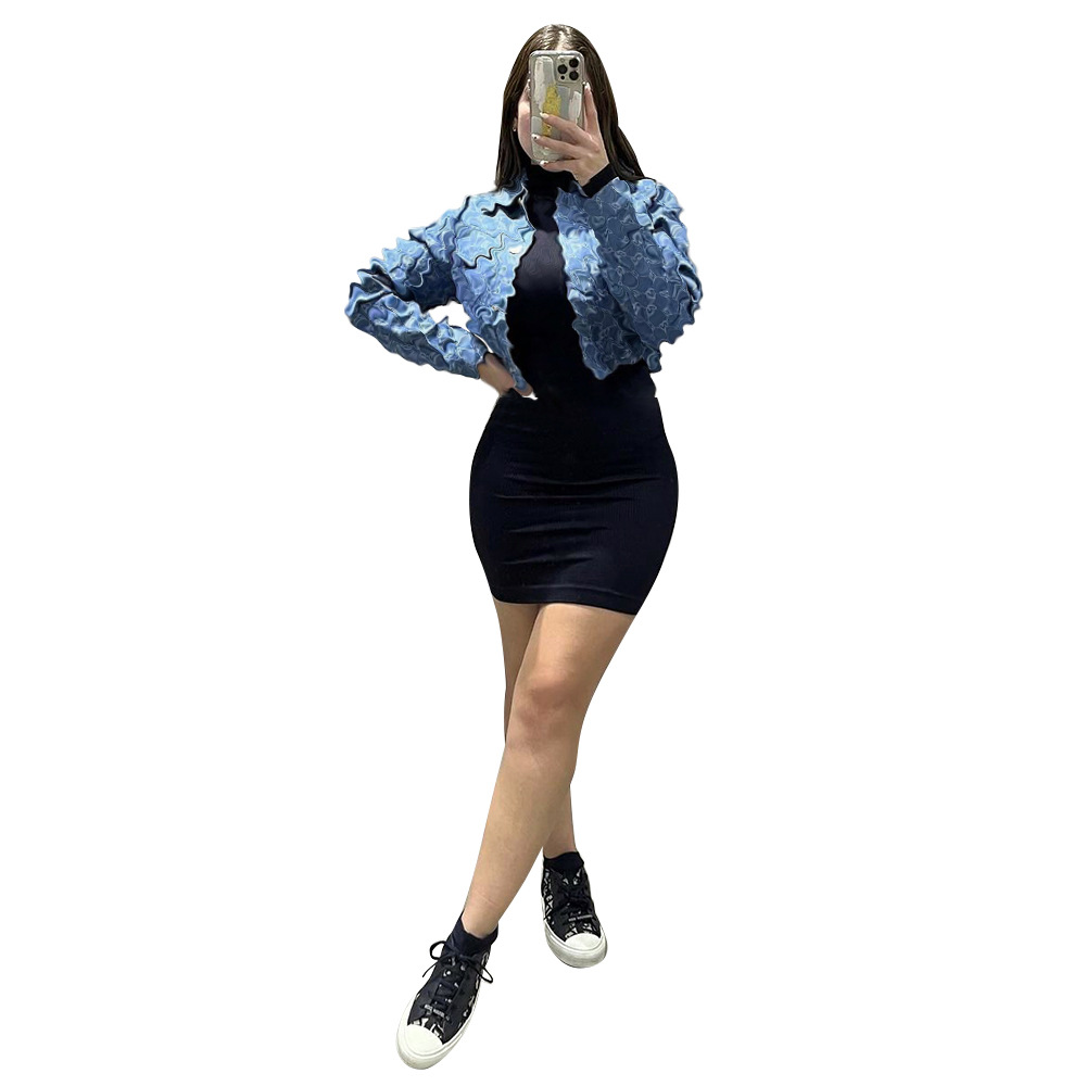 Y71511 European and American women's cross-border new washed Denim coat jacket 2 color in stock S-3XL size 6