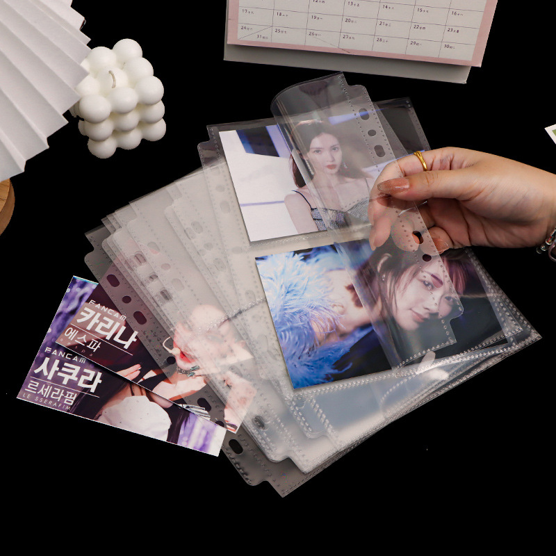 Large A5 Card Page Four-square 3-inch Card Book Inner Page 7-hole 6-inch Aidou Album Small Card Loose-leaf Album Core Card Page