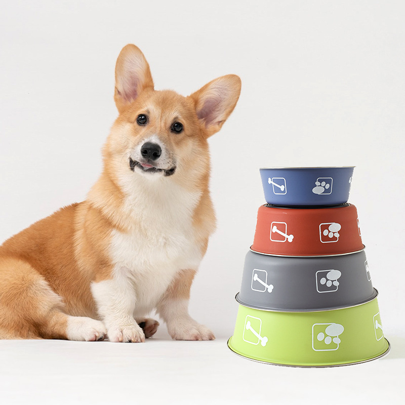 PSM Pet Supplies Stainless Steel Printed Dog Bowl Cat Bowl Cat Food Basin Dog Food Basin Stainless Steel Pet Bowl