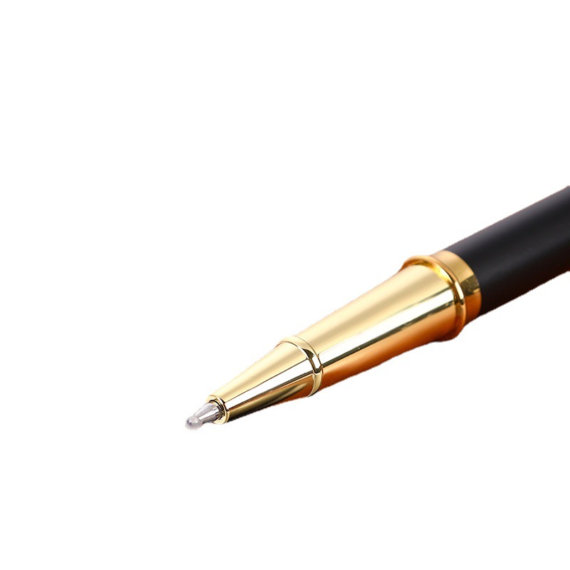 Black business metal signature pen printing logo hollow carved pearl pen 0.5mm gel pen advertising water pen