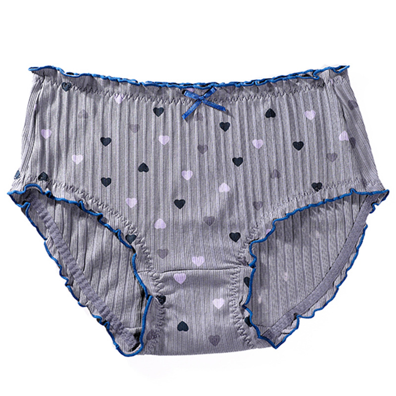 Plus size underwear women's fat mm200 kg mid-high waist cotton belly contracting hip-wrapped Japanese cute comfortable skin-friendly briefs