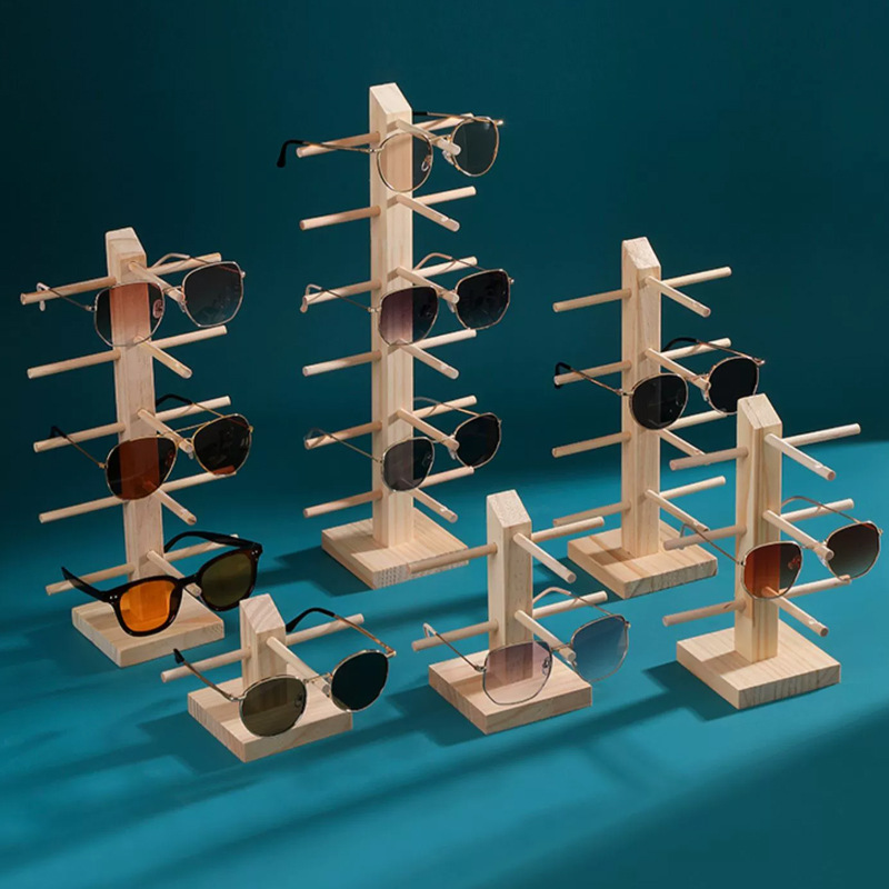 New Solid Wood Glasses Display Rack Removable Jewelry Storage Shelf Sunglasses Sunglasses Proximity Mirror Display Props