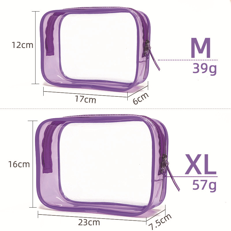 透明化妆包大容量便携PVC防水洗漱包旅行收纳包多功能2件套粉色