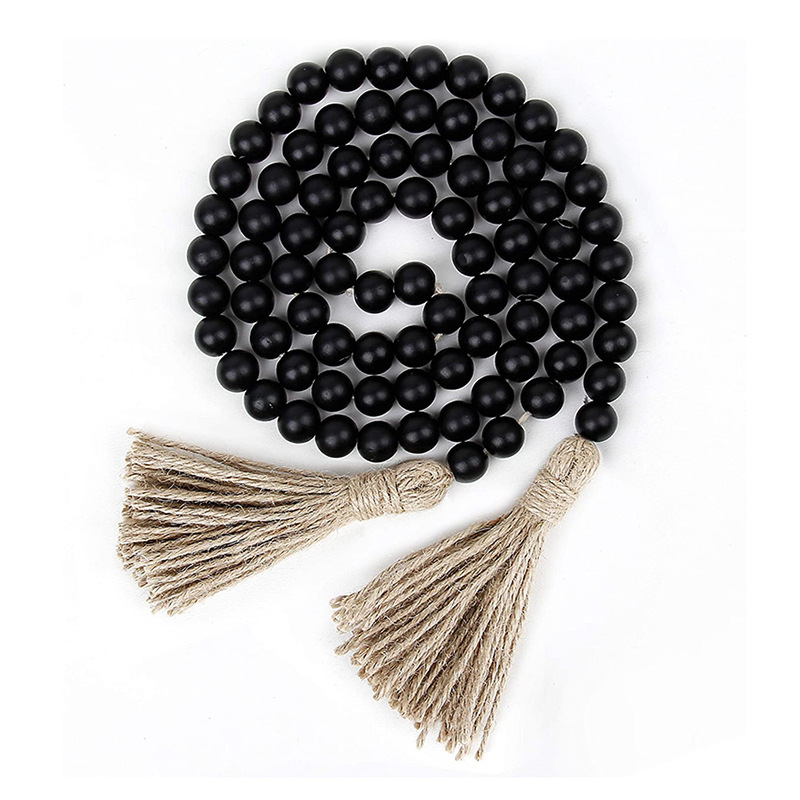 Ins原木色麻縄木珠流蘇串家庭装飾ストラップアマゾンwood bead garland|undefined
