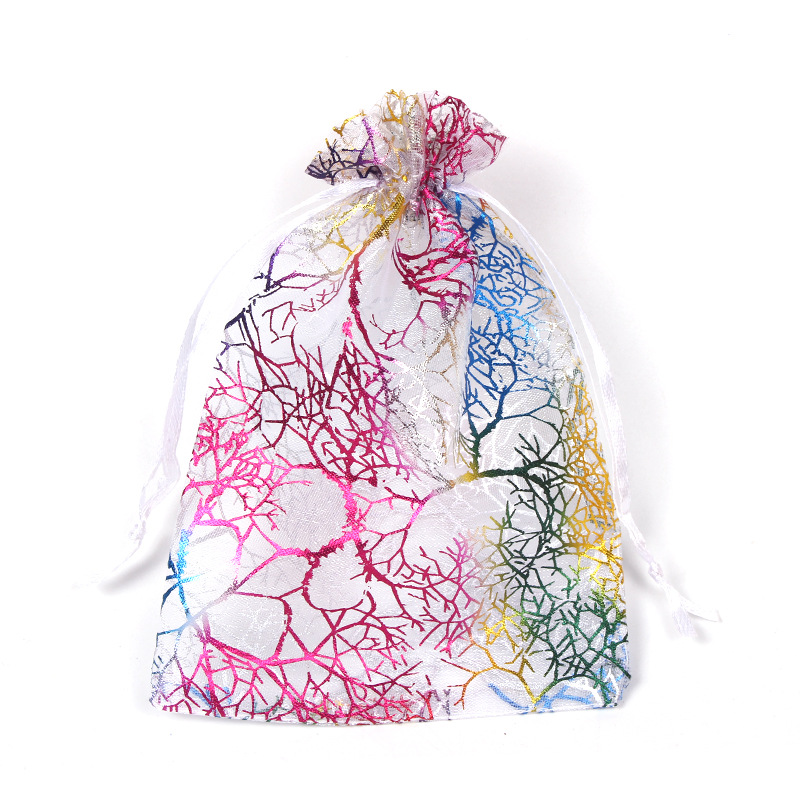 Factory in stock gilding colorful coral yarn bag drawstring drawstring mesh bag jewelry packaging candy bag wholesale