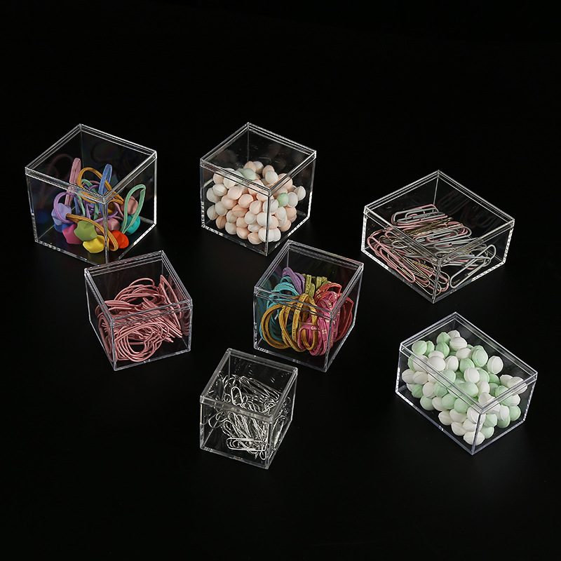Transparent Acrylic Square Box Food Food Candy Blind Box Slime Packaging Box Handmade Stationery Desktop Storage Box