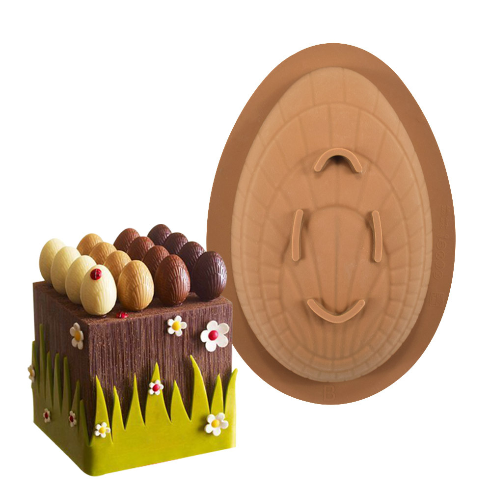 Easter two-piece single semicircle egg mousse cake mold DIY chocolate knock music silicone baking mold