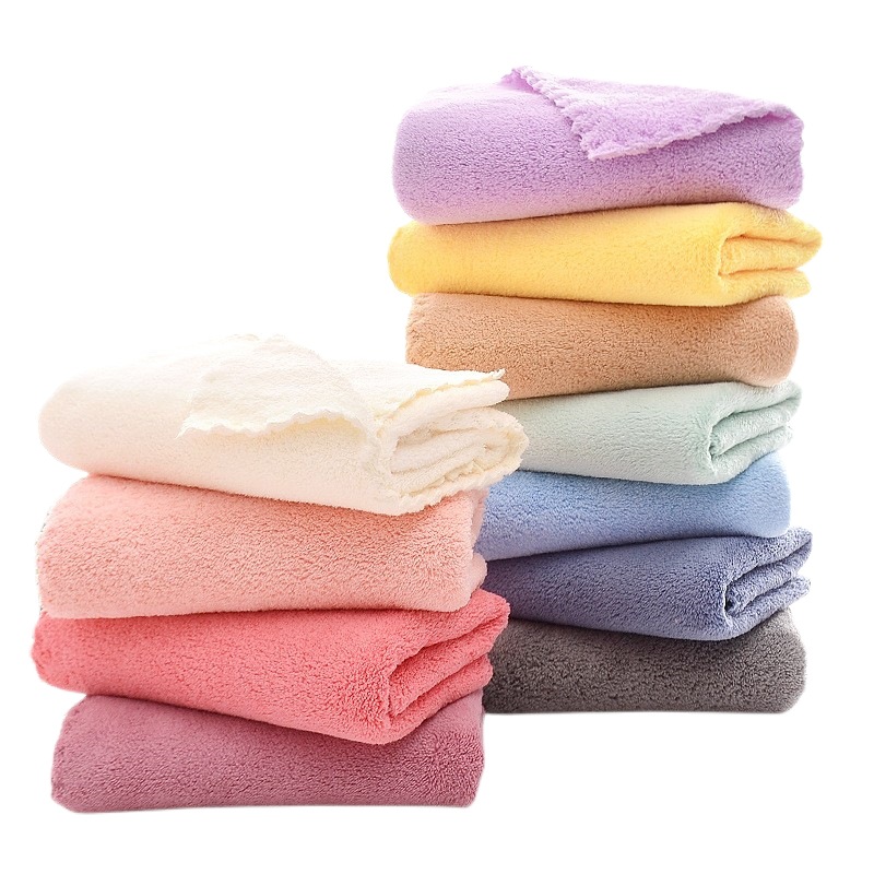 High density coral fleece cut edge children's small bath towel 50*100 soft absorbent large towel swimming bath household wholesale