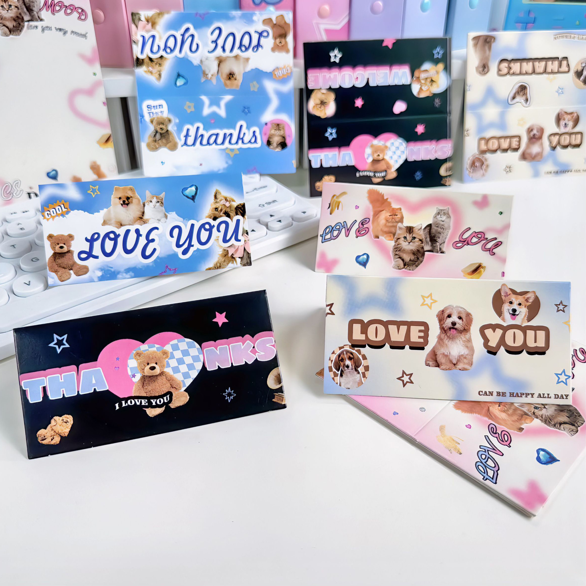 Original American Cartoon Bear Card Head Cardboard Card Back Protection Card Packaging Gift Bag