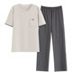 Men's pajamas men's summer short-sleeved trousers half-sleeved cotton summer suit boys British-style home wear spring and autumn