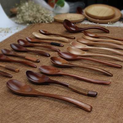 LOGO engraved solid wood spoon Japanese honey spoon small wooden spoon wood coffee mixing spoon wooden tableware wholesale