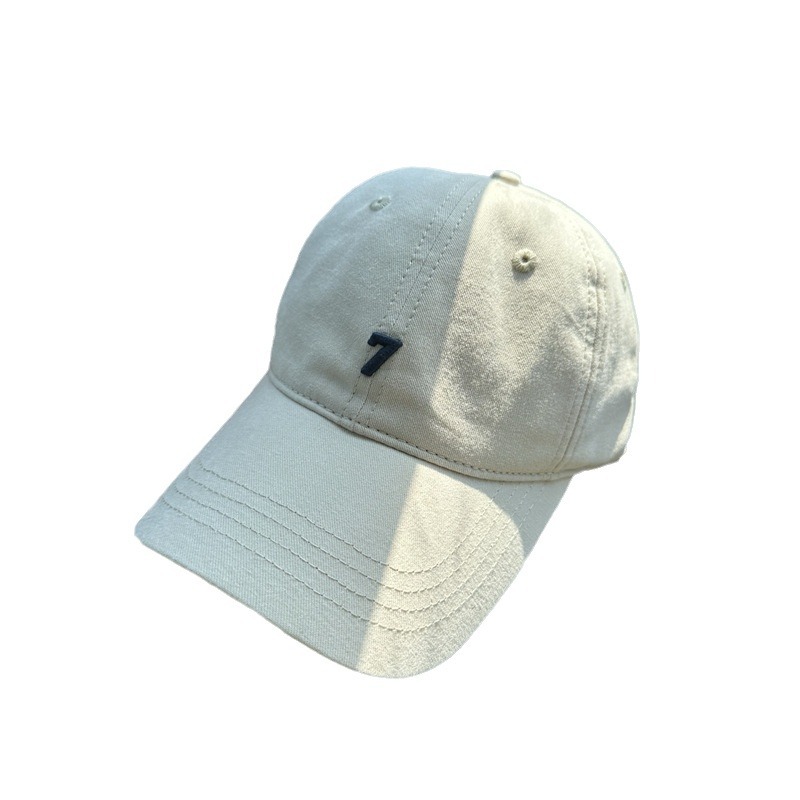 Digital 7 Embroidered Hat Women's 2024 New Baseball Summer Korean Style New All-match Street Face Small Cap