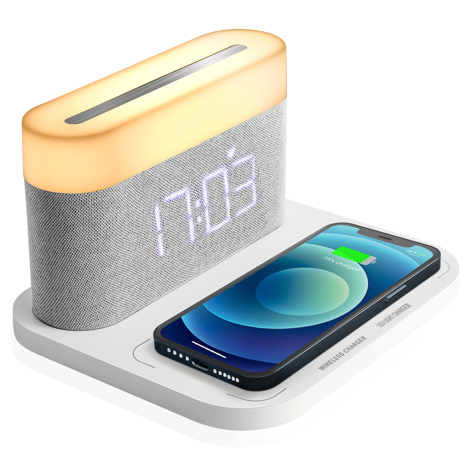 Shenzhen factory multifunctional three-in-one magnetic wireless charging LED time screen alarm clock 15W fast charging touch non-polar adjustment