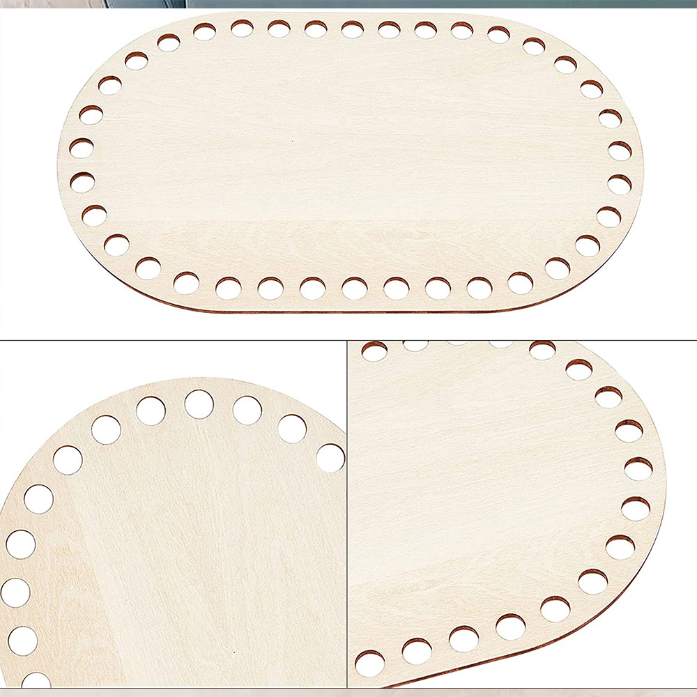Wooden basket bottom oval blank solid crochet knitting basket 3 piece set DIY basket knitting supplies