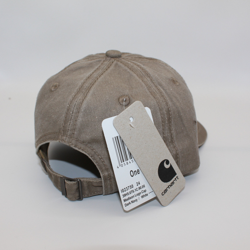 Washed distressed leather label baseball cap