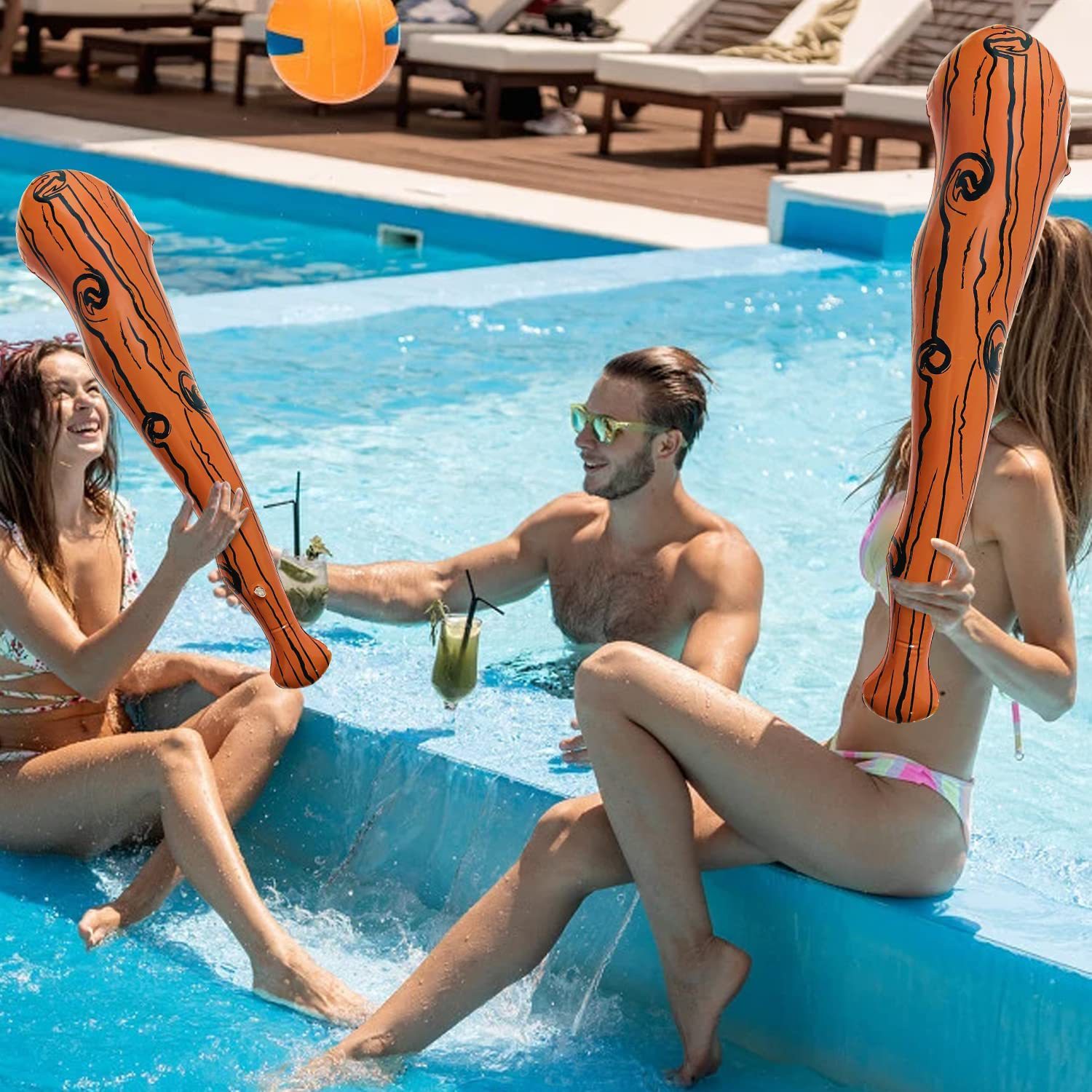 Factory spot PVC inflatable stick wood stick hammer strike expulsion stick caveman play props