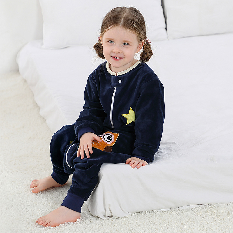 MICHLEY cross-border new sleeping bag spring and autumn children's leg sleeping bag baby jumpsuit children's pajamas